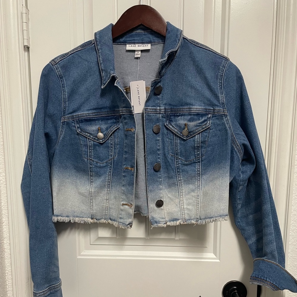 Cropped Dip Dyed Denim Jacket